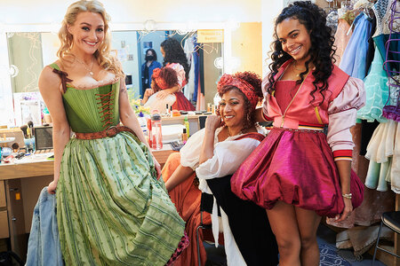 Betsy Wolfe, Melanie La Barrie, Lorna Courtney backstage at & Juliet